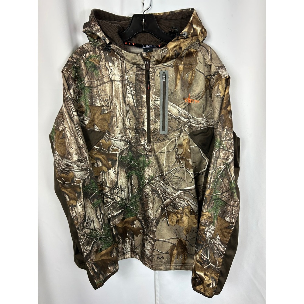 Habit Realtree Xtra Camo Brown Pullover 1/2 Zip Hoodie Hunting Outdoor Large